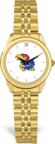Kansas Wildcats CSI Women's Gold Rolled Link Watch (Gift Box) With Colored Medallion - ONLINE ONLY