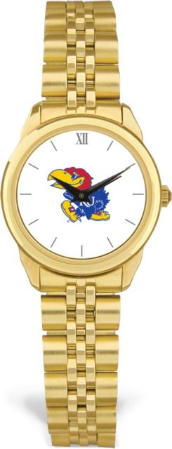 Kansas Wildcats CSI Women's Gold Rolled Link Watch (Gift Box) With Colored Medallion - ONLINE ONLY