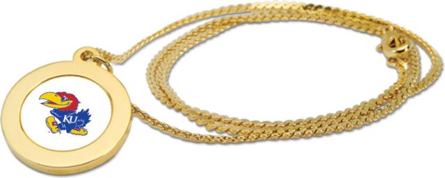 Kansas Wildcats CSI Gold Pendant Necklace With Colored Medallion - ONLINE ONLY