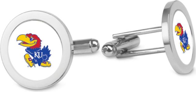 Kansas Wildcats CSI Silver Cufflinks (Gift Boxed) With Colored Medallion - ONLINE ONLY