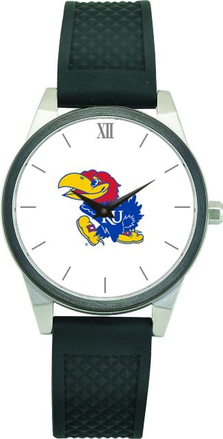 Kansas Wildcats CSI Women's Wristwatch (Gift Boxed) With Black Silicone Strap And Color Medallion. - ONLINE ONLY