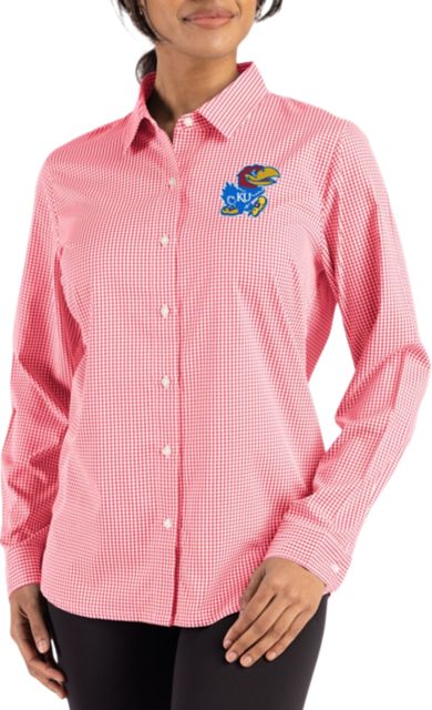 Kansas Wildcats Women's Gingham Long Sleeve Dress Shirt