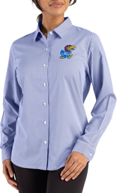 Kansas Wildcats Women's Gingham Long Sleeve Dress Shirt