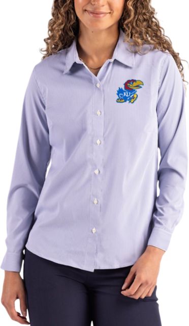 Kansas Wildcats Women's Pinstripe Long Sleeve Dress Shirt