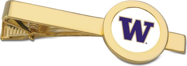 Washington Huskies CSI Gold Tie Bar With Colored Medallion - ONLINE ONLY