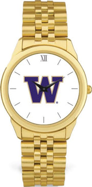 Washington Huskies CSI Men's Gold Rolled Link Wristwatch (Gift Box) With Colored Medallion - ONLINE ONLY