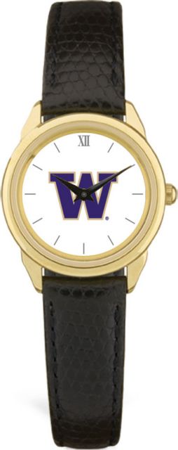 Washington Huskies CSI Women's Black Leather Watch(Gift Boxed) With Colored Medallion - ONLINE ONLY