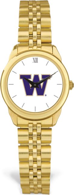 Washington Huskies CSI Women's Gold Rolled Link Watch (Gift Box) With Colored Medallion - ONLINE ONLY