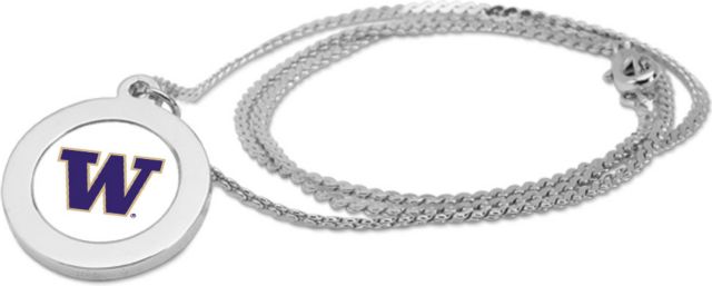 Washington Huskies CSI Silver Pendant Necklace With Colored Medallion - ONLINE ONLY