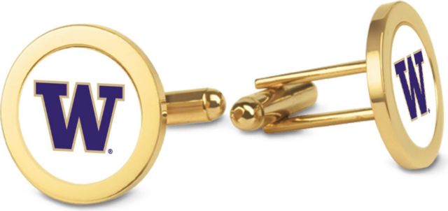 Washington Huskies CSI Gold Cufflinks (Gift Boxed) With Colored Medallion - ONLINE ONLY