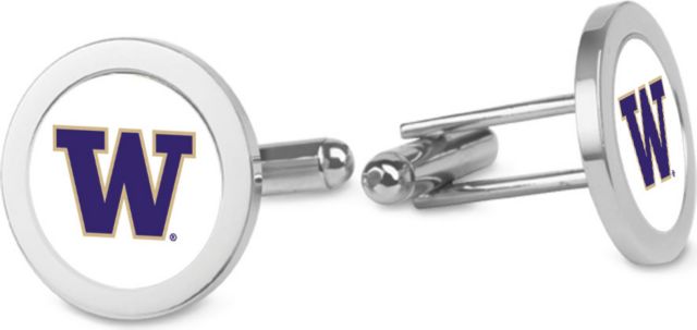 Washington Huskies CSI Silver Cufflinks (Gift Boxed) With Colored Medallion - ONLINE ONLY