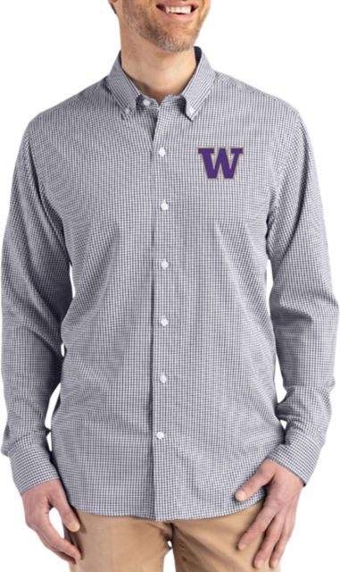 Washington Huskies Gingham Long Sleeve Dress Shirt