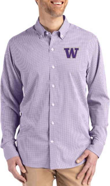 Washington Huskies Gingham Long Sleeve Dress Shirt
