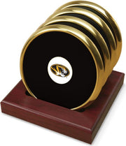 Missouri Tigers CSI Set Of 4 Gold Round Coaster Gift Boxed With Colored Medallion - ONLINE ONLY