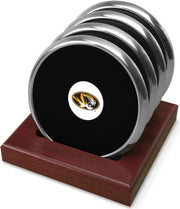 Missouri Tigers CSI Set Of 4 Silver Round Coaster Gift Boxed With Colored Medallion - ONLINE ONLY