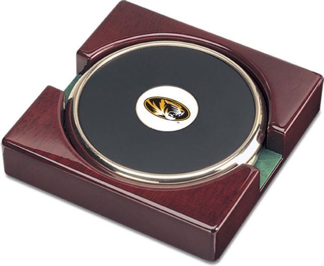 Missouri Tigers CSI Set Of 2 Gold Round Coaster Gift Boxed With Colored Medallion - ONLINE ONLY