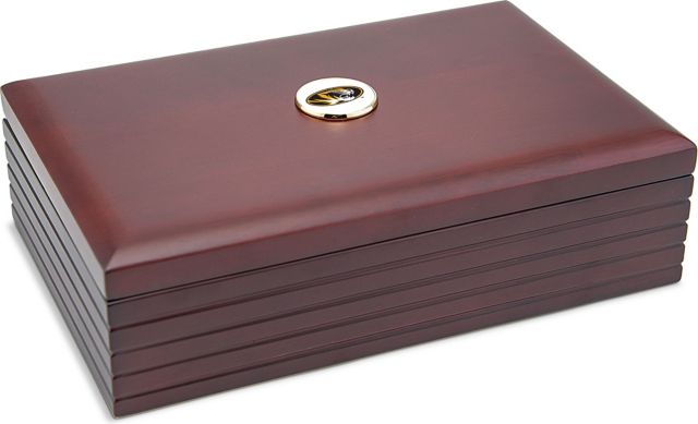 Missouri Tigers CSI Rosewood Desk Box (Gift Boxed) With Colored Medallion - ONLINE ONLY