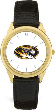 Missouri Tigers CSI Men's Black Leather Wristwatch (Gift Boxed) With Colored Medallion - ONLINE ONLY