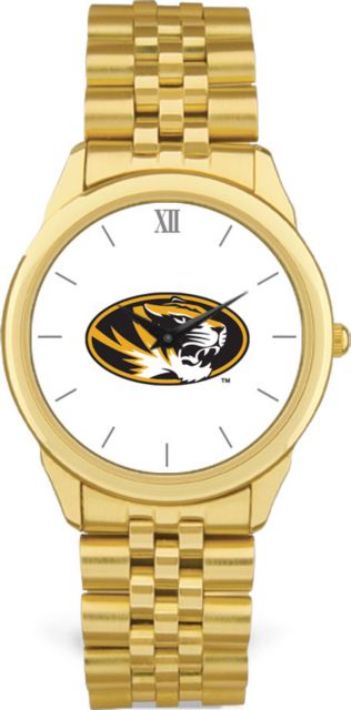 Missouri Tigers CSI Men's Gold Rolled Link Wristwatch (Gift Box) With Colored Medallion - ONLINE ONLY