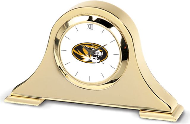 Missouri Tigers CSI Gold Napoleon Desk Clock With Colored Medallion - ONLINE ONLY
