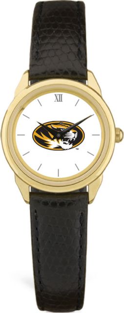 Missouri Tigers CSI Women's Black Leather Watch(Gift Boxed) With Colored Medallion - ONLINE ONLY