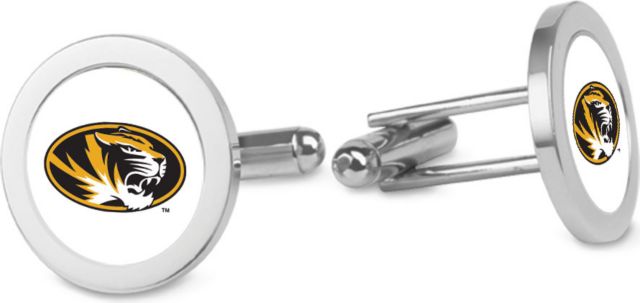 Missouri Tigers CSI Silver Cufflinks (Gift Boxed) With Colored Medallion - ONLINE ONLY