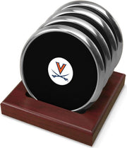 Virginia Cavaliers CSI Set Of 4 Silver Round Coaster Gift Boxed With Colored Medallion - ONLINE ONLY