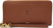 Fossil Leather Logan RFID Zip Around Clutch - Brown - ONLINE ONLY