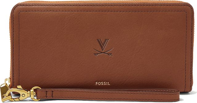 Fossil Leather Logan RFID Zip Around Clutch - Brown - ONLINE ONLY