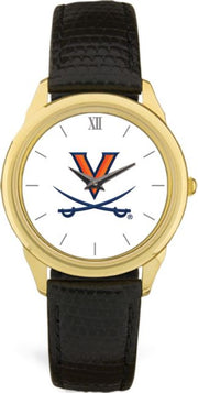 Virginia Cavaliers CSI Men's Black Leather Wristwatch (Gift Boxed) With Colored Medallion - ONLINE ONLY
