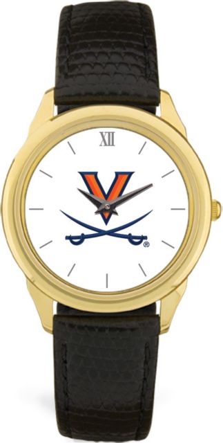 Virginia Cavaliers CSI Men's Black Leather Wristwatch (Gift Boxed) With Colored Medallion - ONLINE ONLY