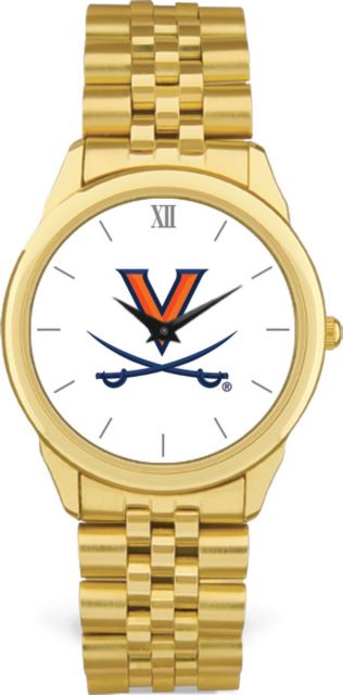 Virginia Cavaliers CSI Men's Gold Rolled Link Wristwatch (Gift Box) With Colored Medallion - ONLINE ONLY