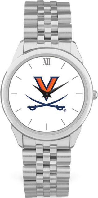 Virginia Cavaliers CSI Men's Silver Rolled Link Wristwatch (Gift Box) With Colored Medallion - ONLINE ONLY
