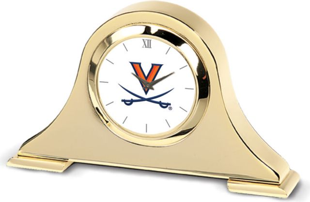 Virginia Cavaliers CSI Gold Napoleon Desk Clock With Colored Medallion - ONLINE ONLY