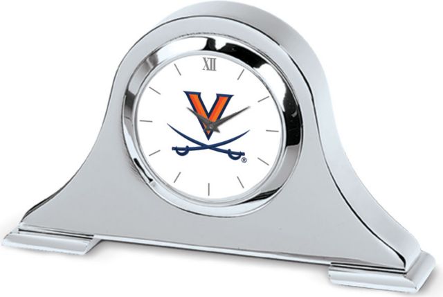 Virginia Cavaliers CSI Silver Napoleon Desk Clock With Colored Medallion - ONLINE ONLY