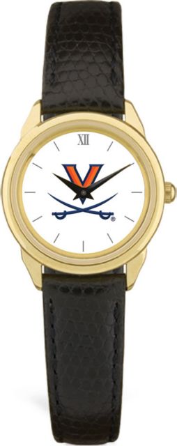 Virginia Cavaliers CSI Women's Black Leather Watch(Gift Boxed) With Colored Medallion - ONLINE ONLY