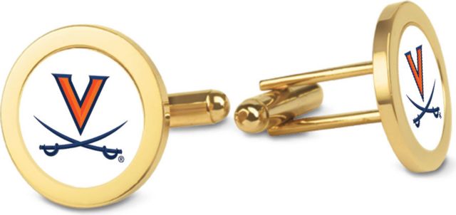 Virginia Cavaliers CSI Gold Cufflinks (Gift Boxed) With Colored Medallion - ONLINE ONLY