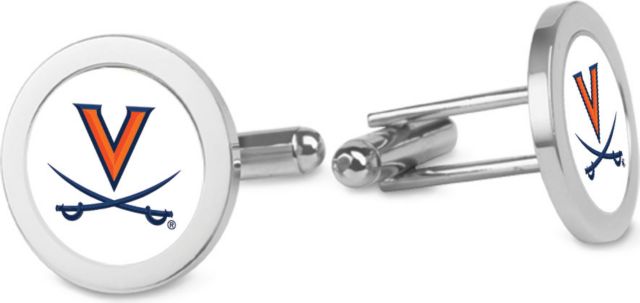 Virginia Cavaliers CSI Silver Cufflinks (Gift Boxed) With Colored Medallion - ONLINE ONLY