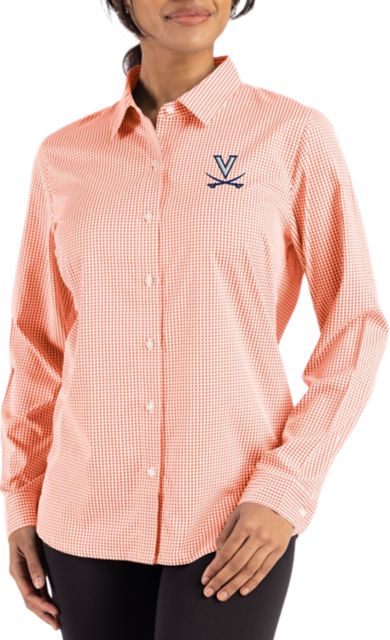 Virginia Cavaliers Women's Gingham Long Sleeve Dress Shirt