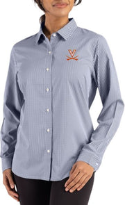 Virginia Cavaliers Women's Gingham Long Sleeve Dress Shirt