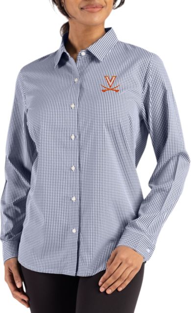 Virginia Cavaliers Women's Gingham Long Sleeve Dress Shirt