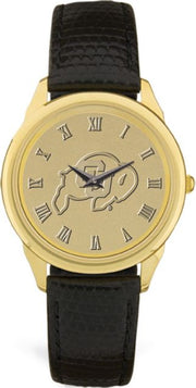 Men's Gold Wristwatch with Black Leather Band - ONLINE ONLY