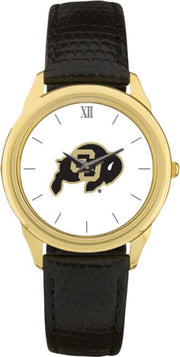 Colorado Buffaloes CSI Men's Black Leather Wristwatch (Gift Boxed) with Colored Medallion - ONLINE ONLY