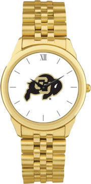 Colorado Buffaloes CSI Men's Gold Rolled Link Wristwatch (Gift Box) with Colored Medallion - ONLINE ONLY