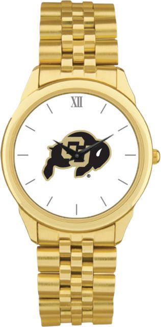 Colorado Buffaloes CSI Men's Gold Rolled Link Wristwatch (Gift Box) with Colored Medallion - ONLINE ONLY