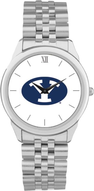 BYU Cougars CSI Men's Silver Rolled Link Wristwatch (Gift Box) with Colored Medallion - ONLINE ONLY