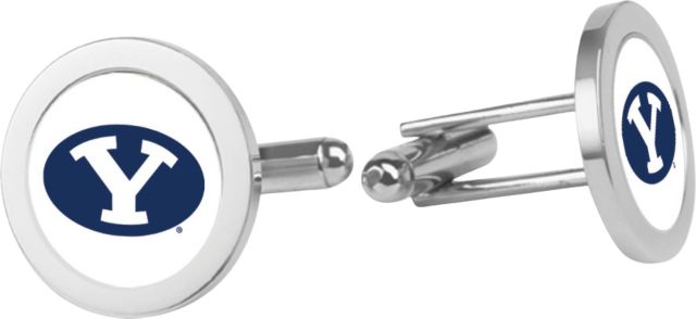 BYU Cougars CSI Silver Cufflinks (Gift Boxed) with Colored Medallion - ONLINE ONLY