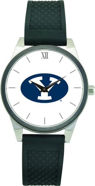 BYU Cougars CSI Women's Wristwatch (Gift Boxed) With Black Silicone Strap And Color Medallion