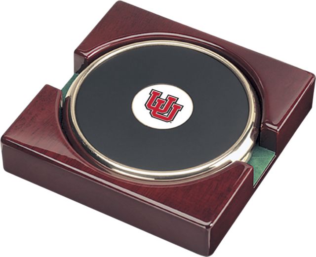 Utah Utes CSI Gold Round Coaster Gift Boxed with Colored Medallion - Set of 2 - ONLINE ONLY