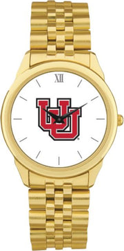 Utah Utes CSI Men's Gold Rolled Link Wristwatch (Gift Box) with Colored Medallion - ONLINE ONLY